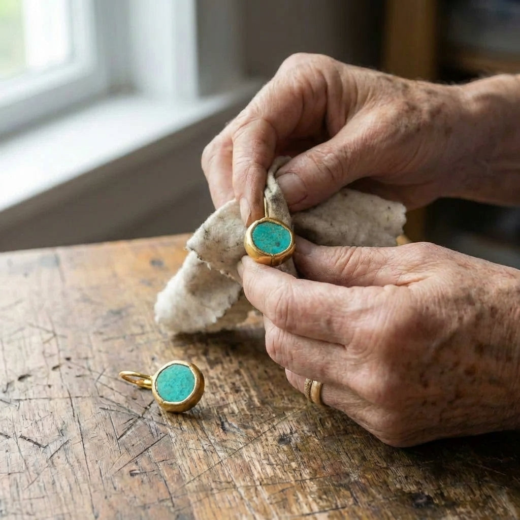 Gold Earrings With Turquoise Stone