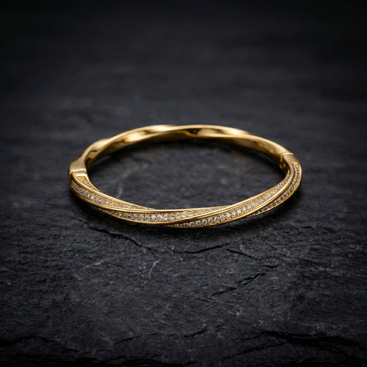 Gold Sleek Double Row Crystal Bracelet