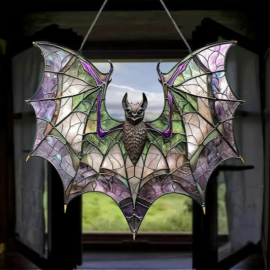 Gothic Bat Suncatcher   Iridescent Purple & Green Wings