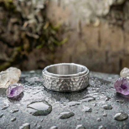 Hammered Titanium Spinner Ring