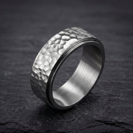 Hammered Titanium Spinner Ring 17959572
