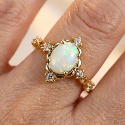 Handcrafted Gold Opal Gemstone Ring