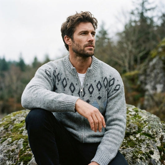 Heather Grey Diamond Yoke Full Zip