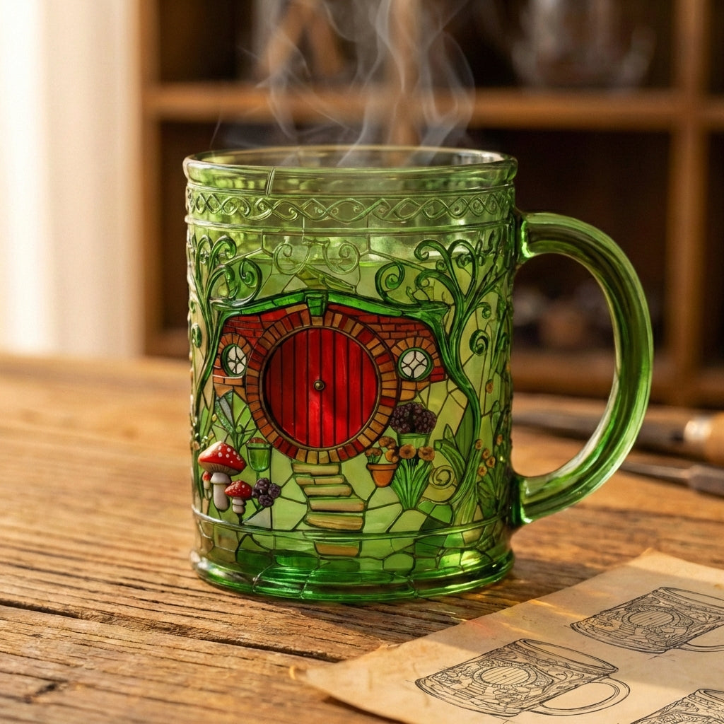 Hobbit Hole Green Glass Mug