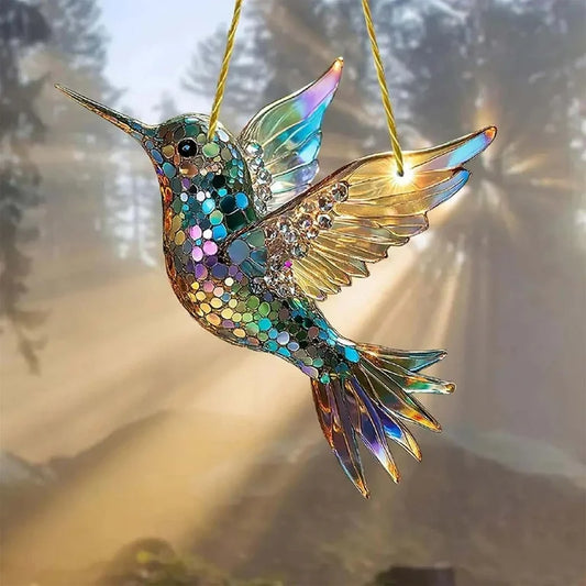 Honeycomb Mosaic Hummingbird Suncatcher   Iridescent