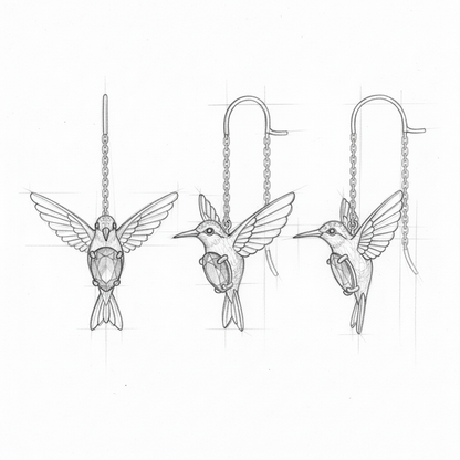 Hummingbird Enamel And Zirconia Earrings