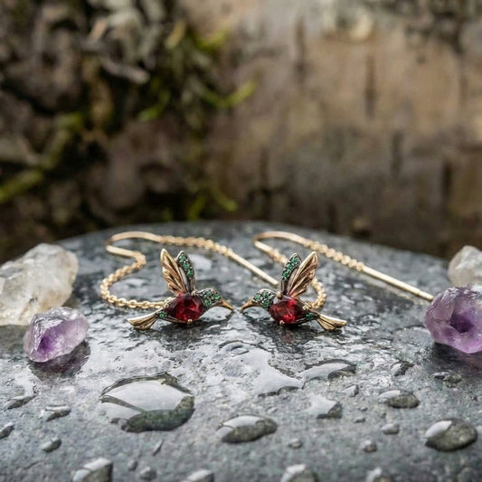 Hummingbird Enamel And Zirconia Earrings