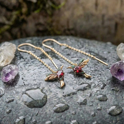 Hummingbird Enamel And Zirconia Earrings