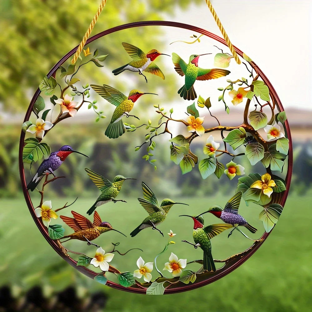 Hummingbird Garden Circle Suncatcher
