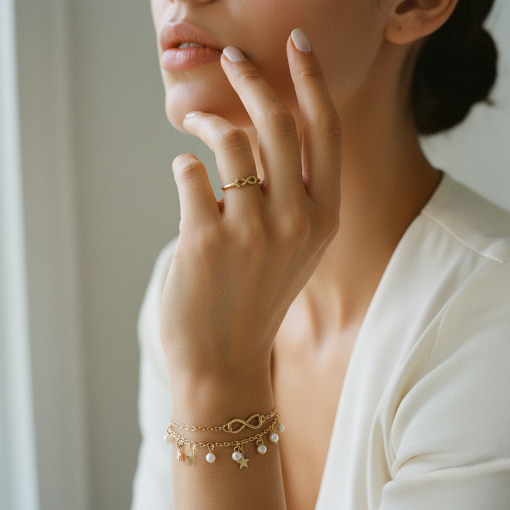 Infinity Anklet Bracelet   Pearls And Stars