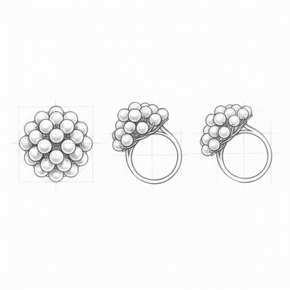 Inlaid Pearls Gold Ring