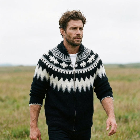 Jet Black Icelandic Chevron Full Zip