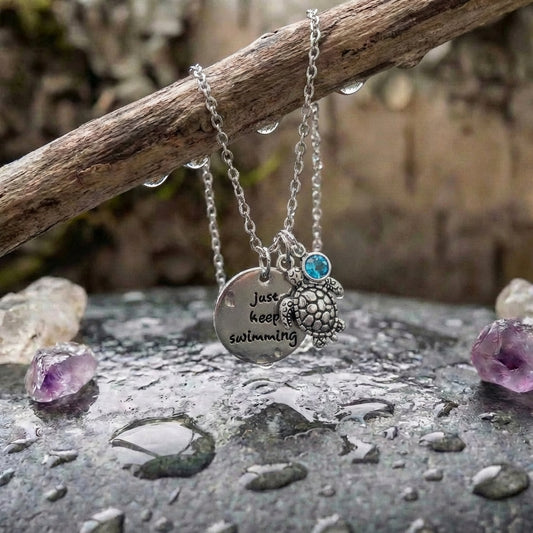 Keep Swimming Turtle Necklace In Silver Sustainable Ocean Inspired Jewelry