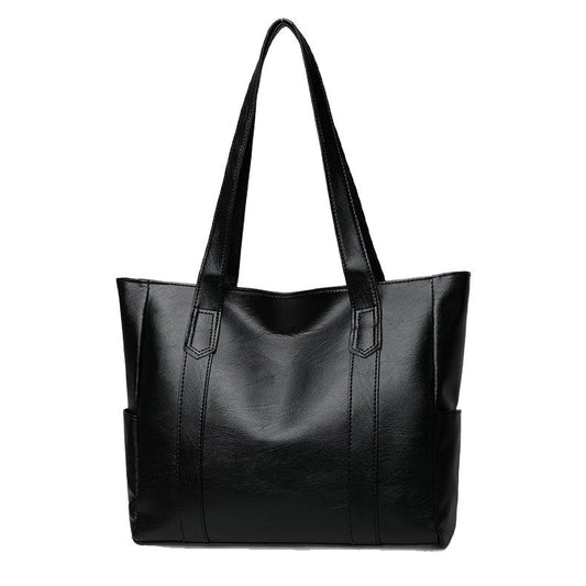 Large Soft Leather Everyday Tote Bag – Spacious Shoulder Handbag With Side