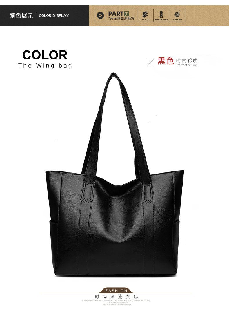 Large Soft Leather Everyday Tote Bag – Spacious Shoulder Handbag With Side