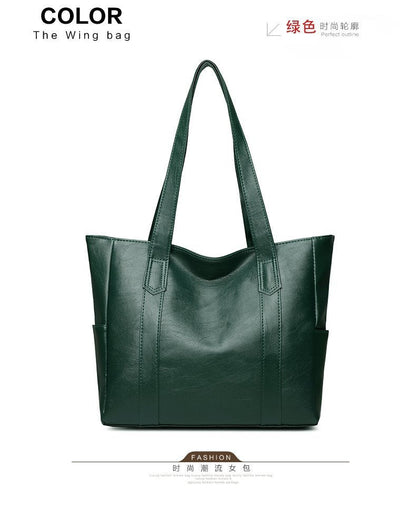 Large Soft Leather Everyday Tote Bag – Spacious Shoulder Handbag With Side