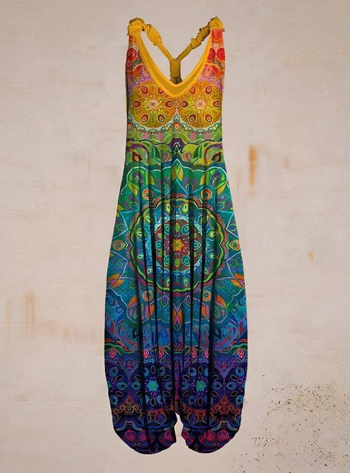 Printed Tie Strap Jumpsuit
