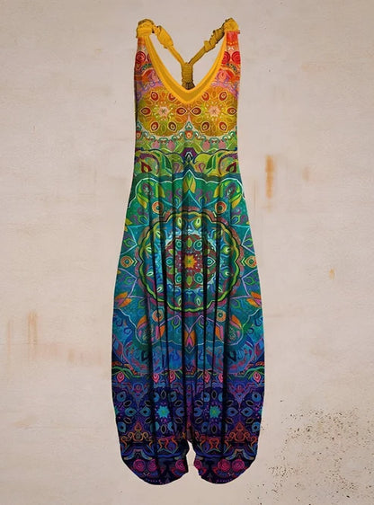 Printed Tie Strap Jumpsuit