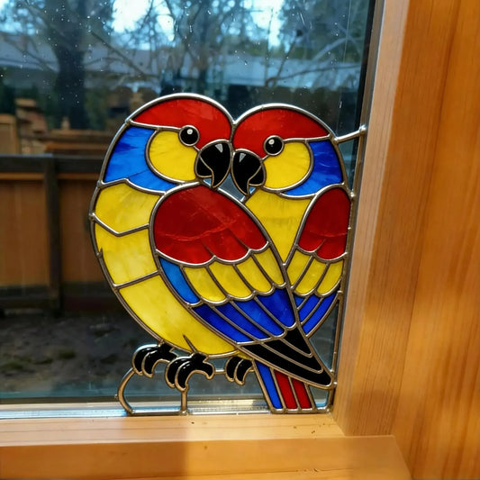 Lovebird Pair Window Art