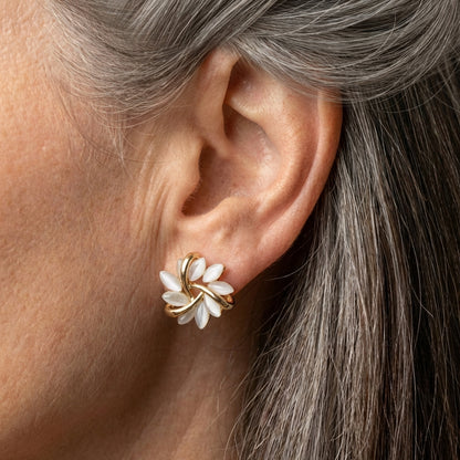 Luxury White Opal Earrings In Gold