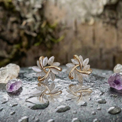 Luxury White Opal Earrings In Gold