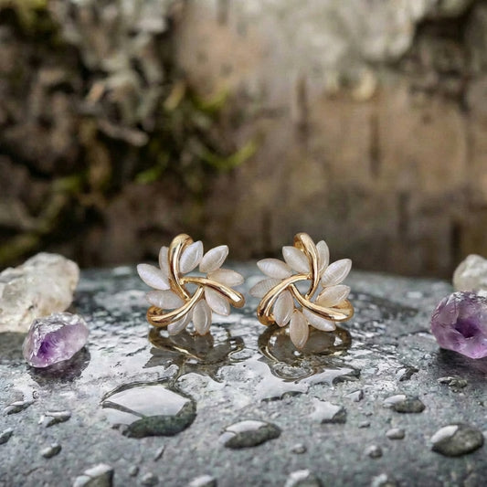 Luxury White Opal Earrings In Gold
