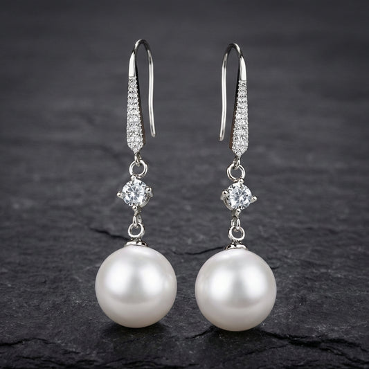 Luxury Zircon Pearl Silver Earrings