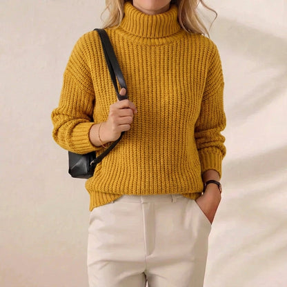 Marigold Turtleneck Bold Mustard Chunky Knit Sweater