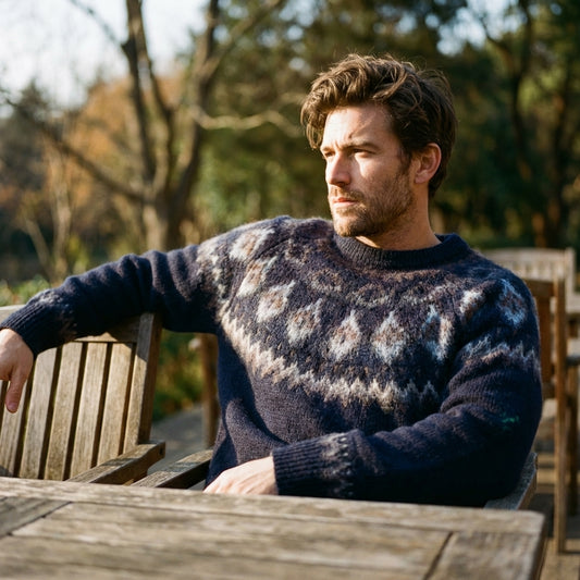 Midnight Navy Icelandic Yoke Crewneck