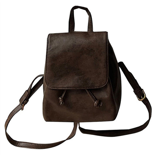 Mini Leather Flap Backpack – Compact Drawstring Closure Everyday