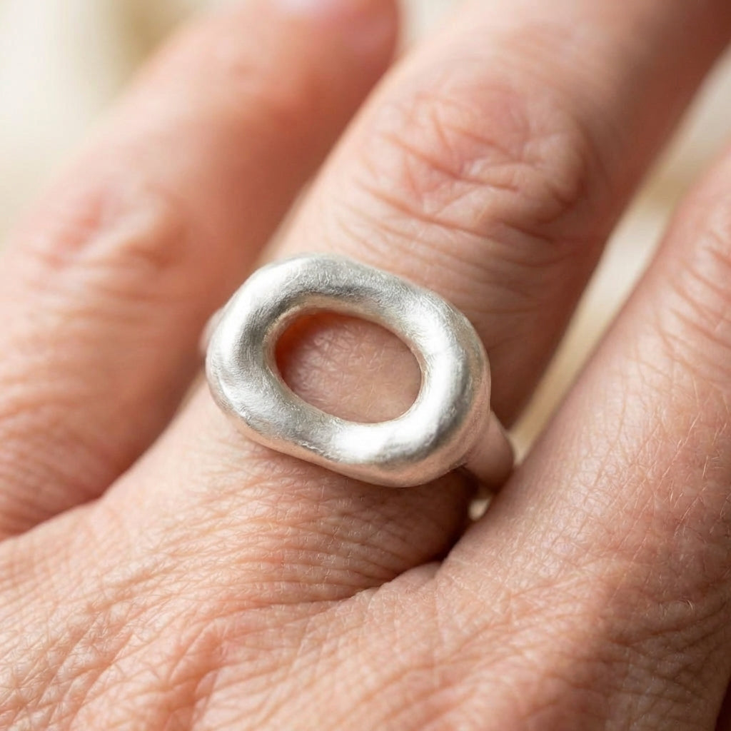 Minimalist Geometric Silver Ring