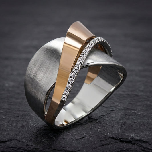 Modern Cz Crossover Ring 36293991
