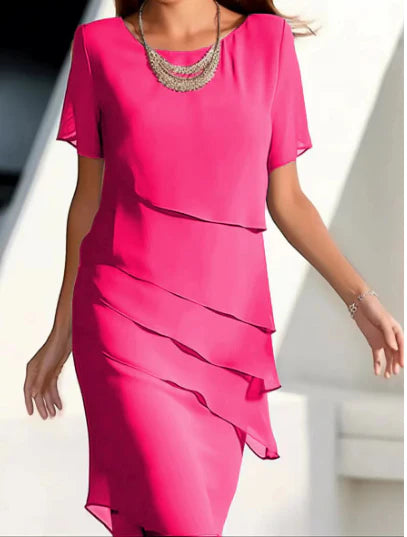 Layered Chiffon Shift Dress
