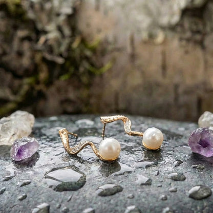 Natural Pearl Necklace + Earrings Set