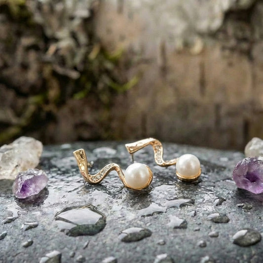 Natural Pearl Necklace + Earrings Set