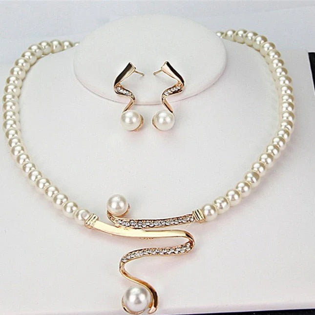 Natural Pearl Necklace   Earrings Set