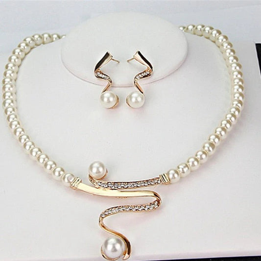 Natural Pearl Necklace   Earrings Set