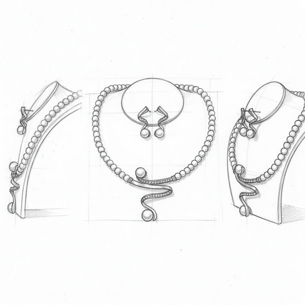Natural Pearl Necklace   Earrings Set