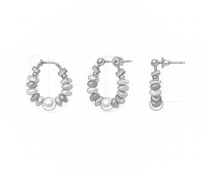 Natural Stone Beaded Pearl Earrings