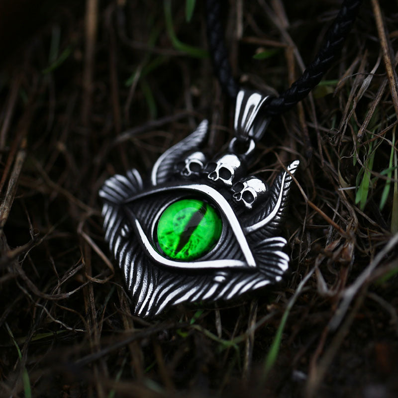 Steel Warrior European And American Jewelry Stainless Steel Devil's Eye Skull Pendant Men's Titanium Steel Pendant