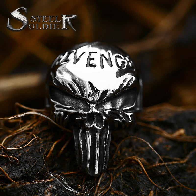 Steel Warrior New Stainless Steel Skull Letter Ring Film And Television Peripheral Hero Titanium Steel Ring