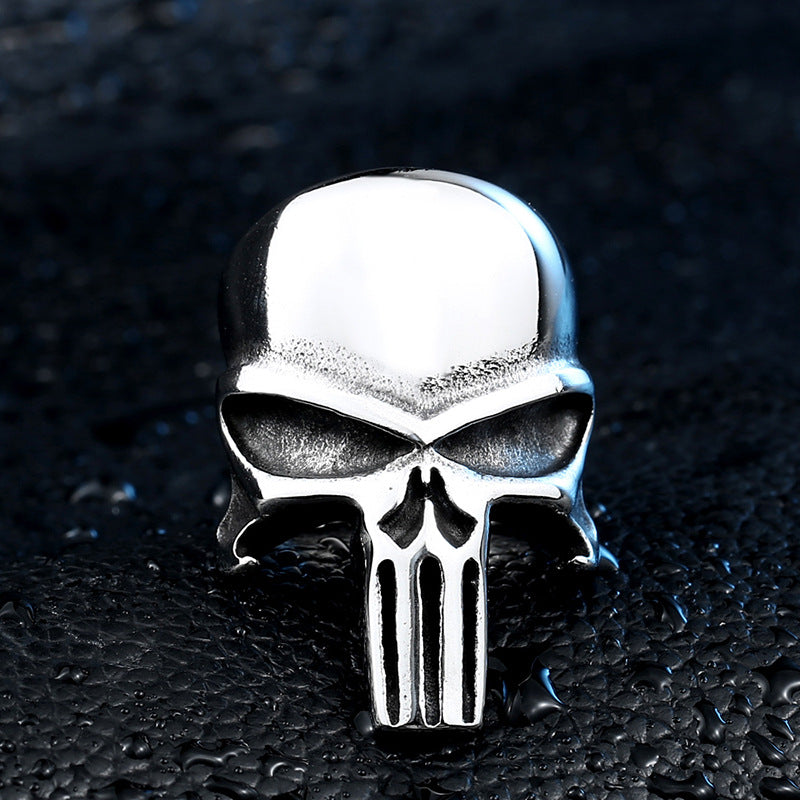 Steel Warrior European And American Film And Television Jewelry Foreign Trade Punisher Ring Personalized Men's Titanium Steel Ring