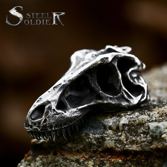 New Foreign Trade Stainless Steel Bull Skull Pendant Retro Bold Punk Style Skull Necklace Pendant