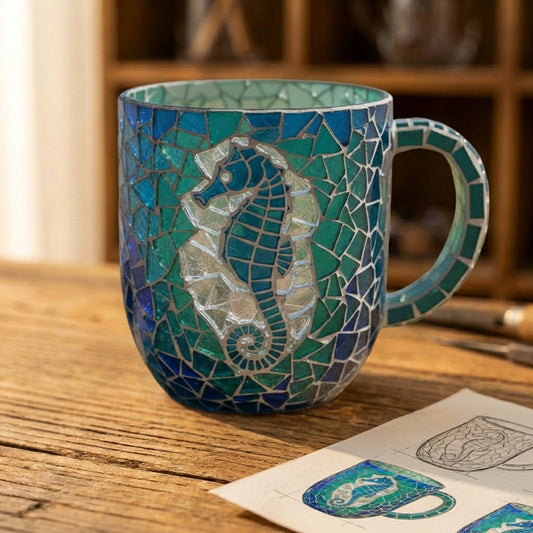 Ocean Seahorse Mosaic Mug
