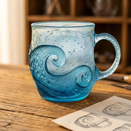 Ocean Wave Relief Glass Mug