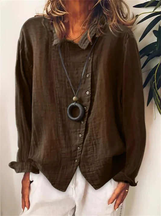 Linen Button Down Shirt With Long Sleeves