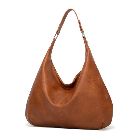Oversized Pebbled Leather Hobo Bag – Casual Slouch Shoulder Handbag With Adjustable Strap