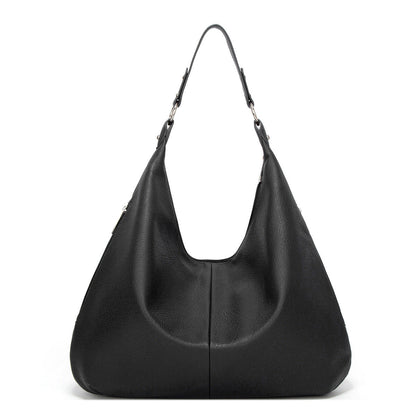 Oversized Pebbled Leather Hobo Bag – Casual Slouch Shoulder Handbag With Adjustable Strap