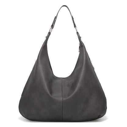 Oversized Pebbled Leather Hobo Bag – Casual Slouch Shoulder Handbag With Adjustable Strap