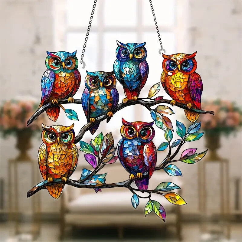 Owl Family Tree Branch Suncatcher